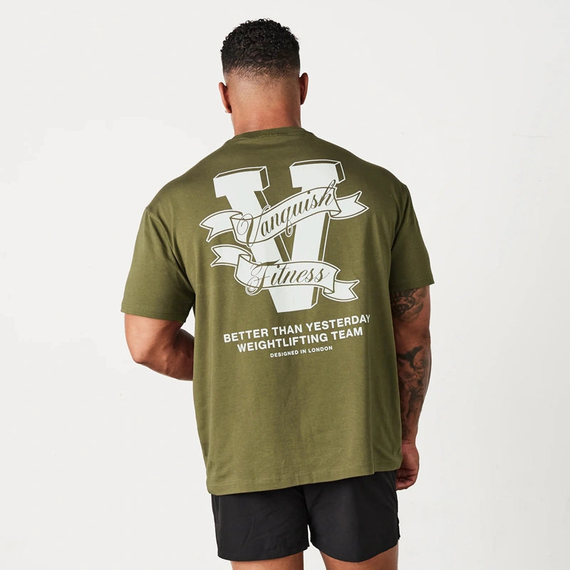 Camiseta Oversized Masculina Vanquish - WeightLifting Team 22 Iron Club P Camiseta Verde 