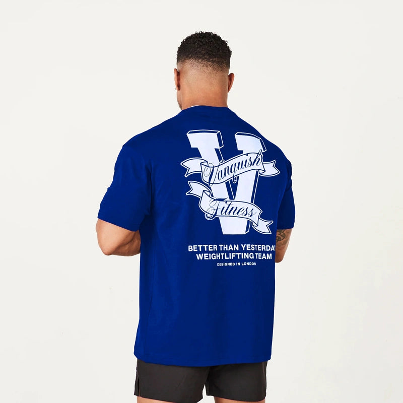 Camiseta Oversized Masculina Vanquish - WeightLifting Team 22 Iron Club P Camiseta Azul escuro 