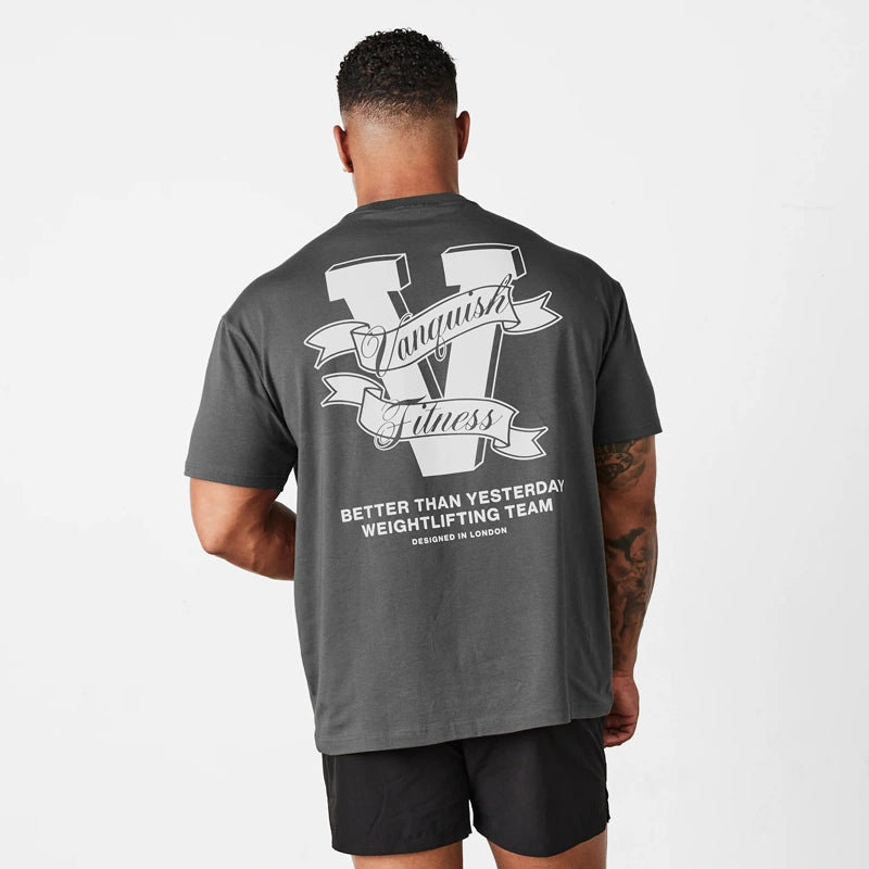 Camiseta Oversized Masculina Vanquish - WeightLifting Team 22 Iron Club P Camiseta Cinza 