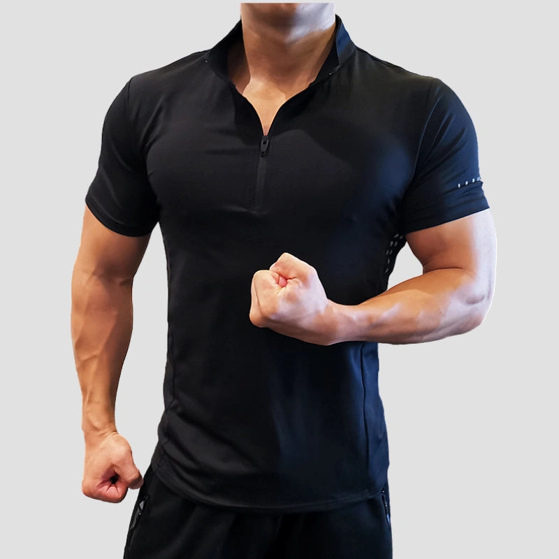 Camiseta Masculina Com Gola Zip Para Academia Polo Zip - 01 Iron Club 