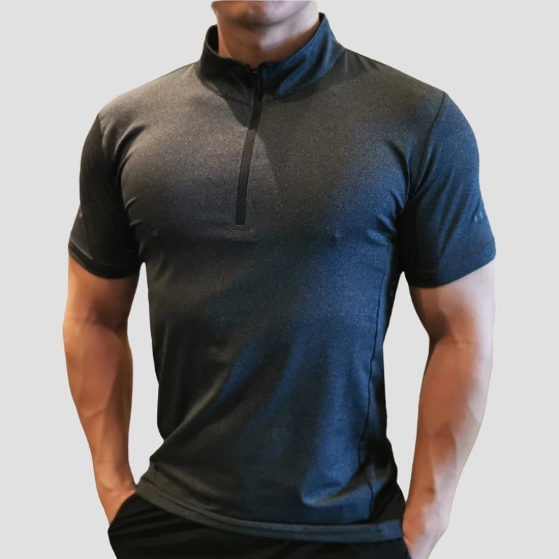 Camiseta Masculina Com Gola Zip Para Academia Polo Zip - 01 Iron Club Camiseta Cinza PP 