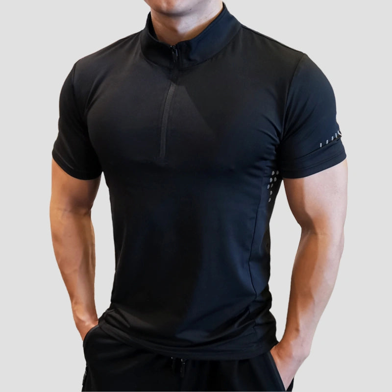 Camiseta Masculina Com Gola Zip Para Academia Polo Zip - 01 Iron Club Camiseta Preta PP 