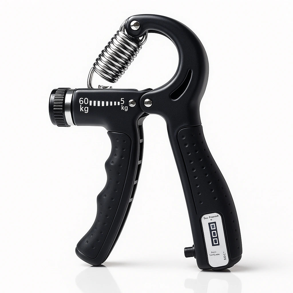 Hand Grip ajustável PowerFlex com mola de resistência e contador de repetições.