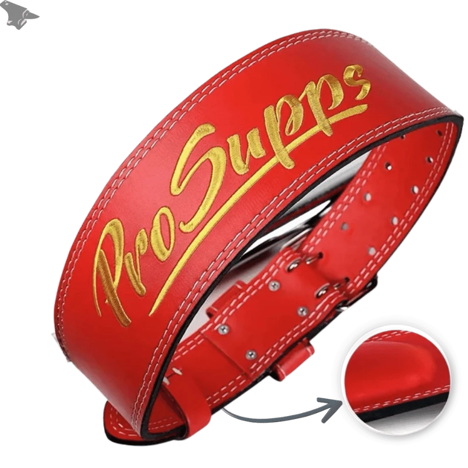 Cinturão De Couro para Levantamento de Carga - ProSupps 34 Iron Club Cinturão Vermelho Vintage P - Comprimento 95cm 