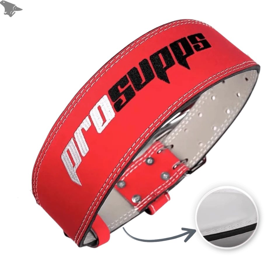 Cinturão De Couro para Levantamento de Carga - ProSupps 34 Iron Club Cinturão Vermelho P - Comprimento 95cm 