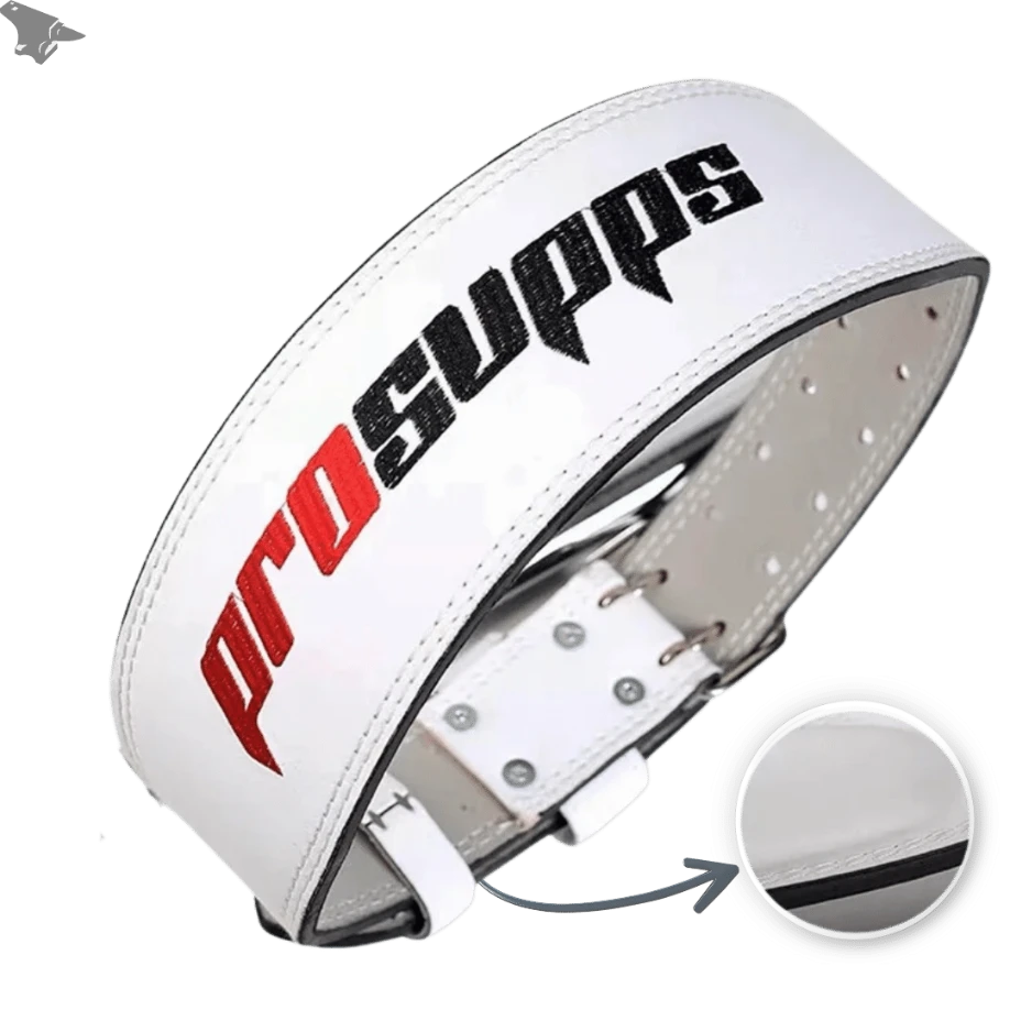 Cinturão De Couro para Levantamento de Carga - ProSupps 34 Iron Club Cinturão Branco P - Comprimento 95cm 