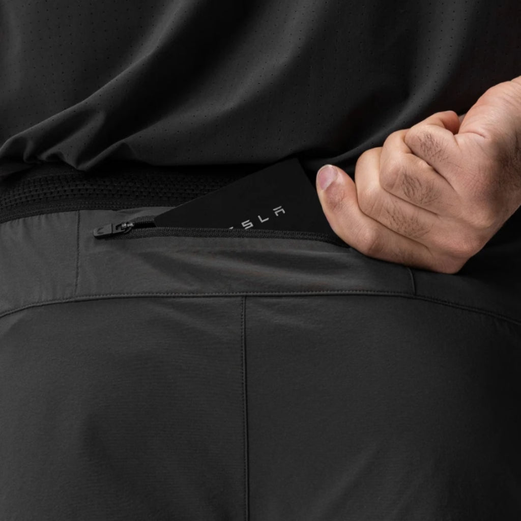 short de corrida masculino 2 em 1, bolso traseiro com zíper para celular, cor cinza da loja ironclub